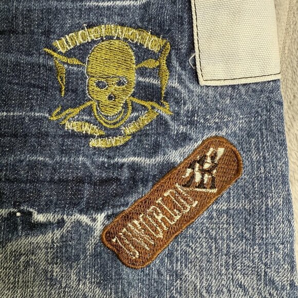 Edwin Jeans Mens 34x30 Straight Wide Distressed Streetwear‎ Underworld Logo Blue - Picture 9 of 14